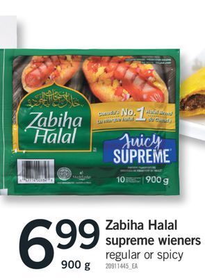 Fortinos Zabiha halal supreme wieners, 900 g offer