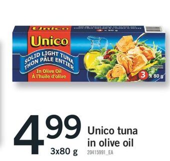 Fortinos Unico tuna in olive oil, 3x80 g offer
