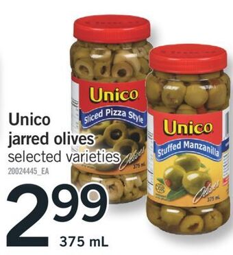 Fortinos Unico jarred olives, 375 ml offer