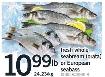 Fortinos Fresh whole seabream (orata) or european seabass offer