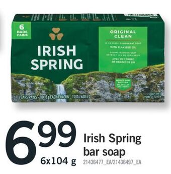 Fortinos Irish spring bar soap,6x104 g offer
