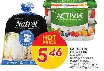 Sobeys Natrel fine filtered milk offer