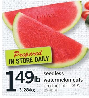 Fortinos Seedless watermelon cuts offer