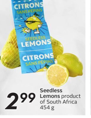 Sobeys Seedless lemons offer