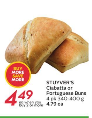 Sobeys Stuyver's ciabatta or portuguese buns offer