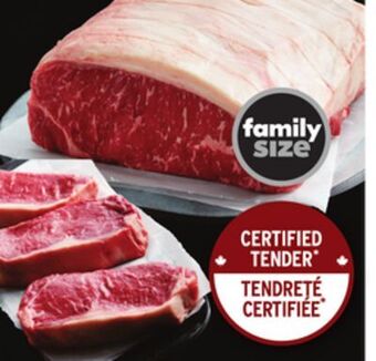 Sobeys Fresh boneless striploin premium oven roast or grilling steaks offer