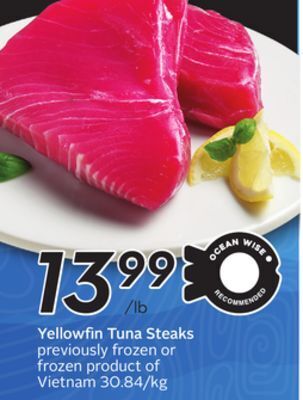 Sobeys Yellowfin tuna steaks offer