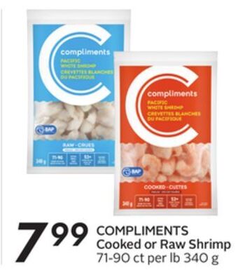 Sobeys Cooked or raw shrimp offer