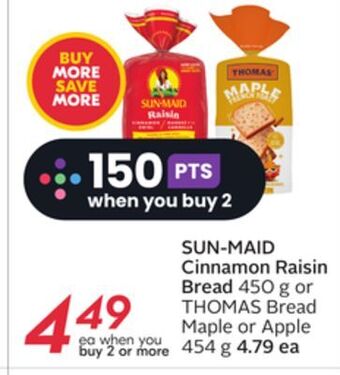 Sobeys Sun-maid cinnamon raisin bread offer