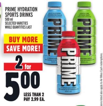 Metro Prime hydration sports drinks offer