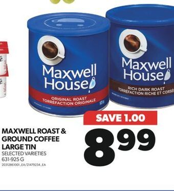 Real Canadian Superstore Maxwell roast & ground coffee large tin, 631-925 g offer