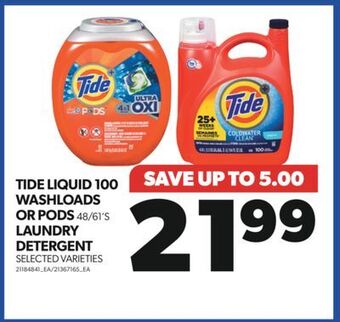 Real Canadian Superstore Tide liquid 100 washloads or pods 48/61's laundry detergent offer