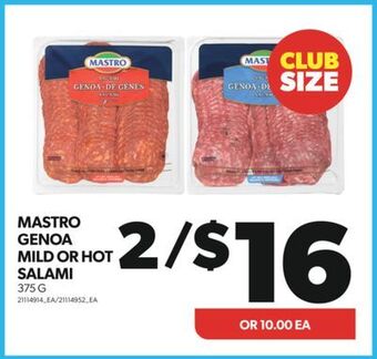 Real Canadian Superstore Mastro genoa mild or hot salami, 375 g offer
