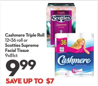 Longo's Cashmere triple roll 12 = 36 roll or scotties supreme facial tissue offer