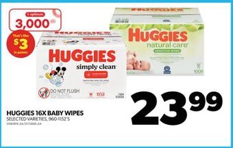 Real Canadian Superstore Huggies 16x baby wipes, 960-1152's offer