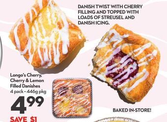 Longo's Longo's cherry, cherry & lemon filled danishes offer