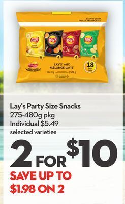 Longo's Lay's party size snacks offer