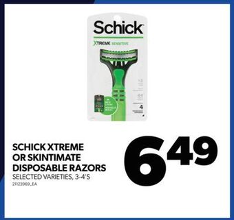 Real Canadian Superstore Schick xtreme or skintimate disposable razors, 3-4's offer