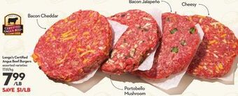 Longo's Longo's certified angus beef burgers offer