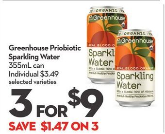 Longo's Greenhouse priobiotic sparkling water offer