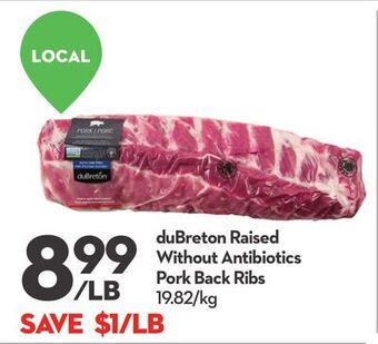 Longo's Dubreton raised without antibiotics pork back ribs offer