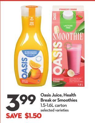 Longo's Oasis juice, health break or smoothies offer