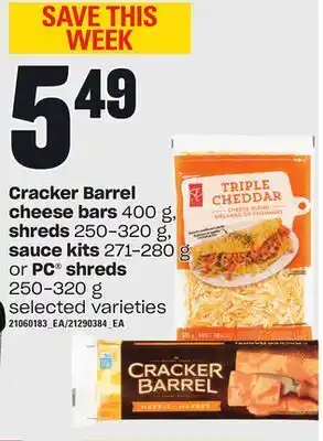 Independent Grocer Cracker barrel cheese bars, 400 g, shreds, 250-320 g, sauce kits, 271-280 g offer