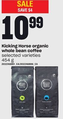 Independent Grocer Kicking horse organic whole bean coffee, 454 g offer