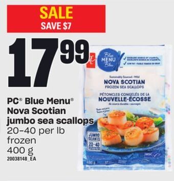 Independent Grocer Pc® blue menu® nova scotian jumbo sea scallops, 20-40 per lb 400 g offer