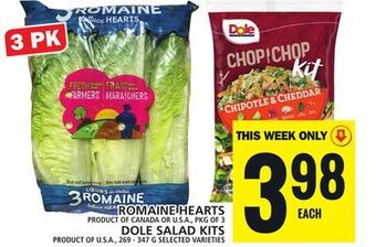 Food Basics Romaine hearts or dole salad kits offer