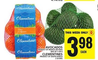 Food Basics Avocados or clementines offer