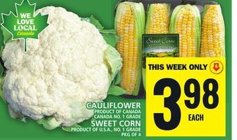 Food Basics Cauliflower or sweet corn offer
