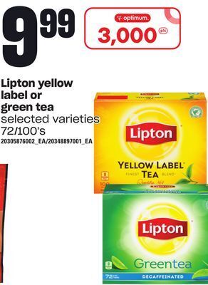Loblaws Lipton yellow label or green tea, 72/100's offer