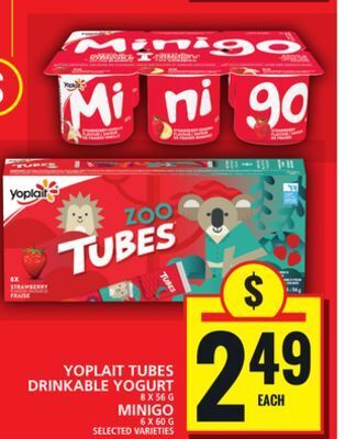 Food Basics Yoplait tubes drinkable yogurt or minigo offer