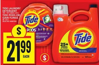 Food Basics Tide laundry detergent or tide pods or gain flings offer
