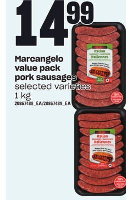 Loblaws Marcangelo value pack pork sausages, 1 kg offer