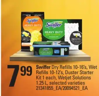Loblaws Swiffer dry refills, 10-16's, wet refills 10-12's, duster starter kit, 1 each, wetjet solutions, 1.25 l offer