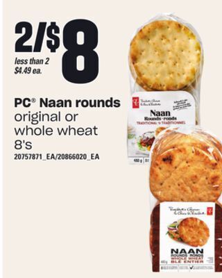 Loblaws Pc® naan rounds, 8's offer