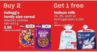 Loblaws Kellogg's family size cereal, 480-650 g offer