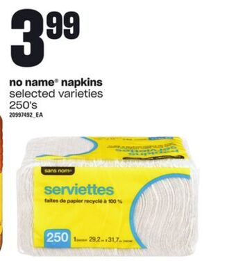 Loblaws No name® napkins, 250's offer