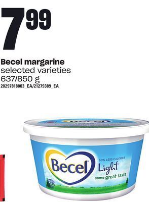 Loblaws Becel margarine, 637/850 g offer