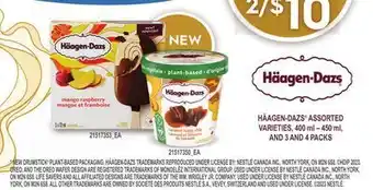 Loblaws Häagen-dazs® assorted varieties, 400 ml – 450 ml, and 3 and 4 packs offer