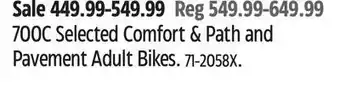 Canadian Tire Stratus 700c selected comfort & path and pavement adult bikes offer