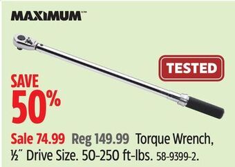 Canadian Tire Maximum torque wrench, 1⁄2 drive size offer