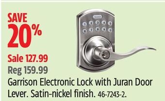 Canadian Tire Garrison electronic lock with juran door lever offer