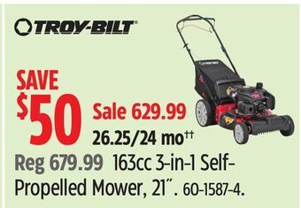 Canadian Tire Troy-bilt 163cc 3-in-1 self- propelled mower, 21 offer