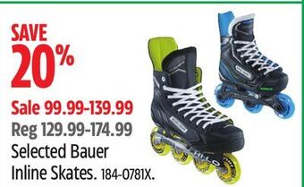 Canadian Tire Selected bauer inline skates offer
