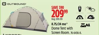 Canadian Tire Outbound dome tent with screen room offer
