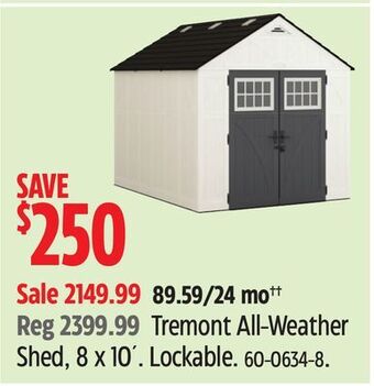 Canadian Tire Suncast tremont all-weather shed, 8 x 10' offer