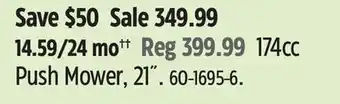Canadian Tire Yardworks 174cc push mower, 21 offer